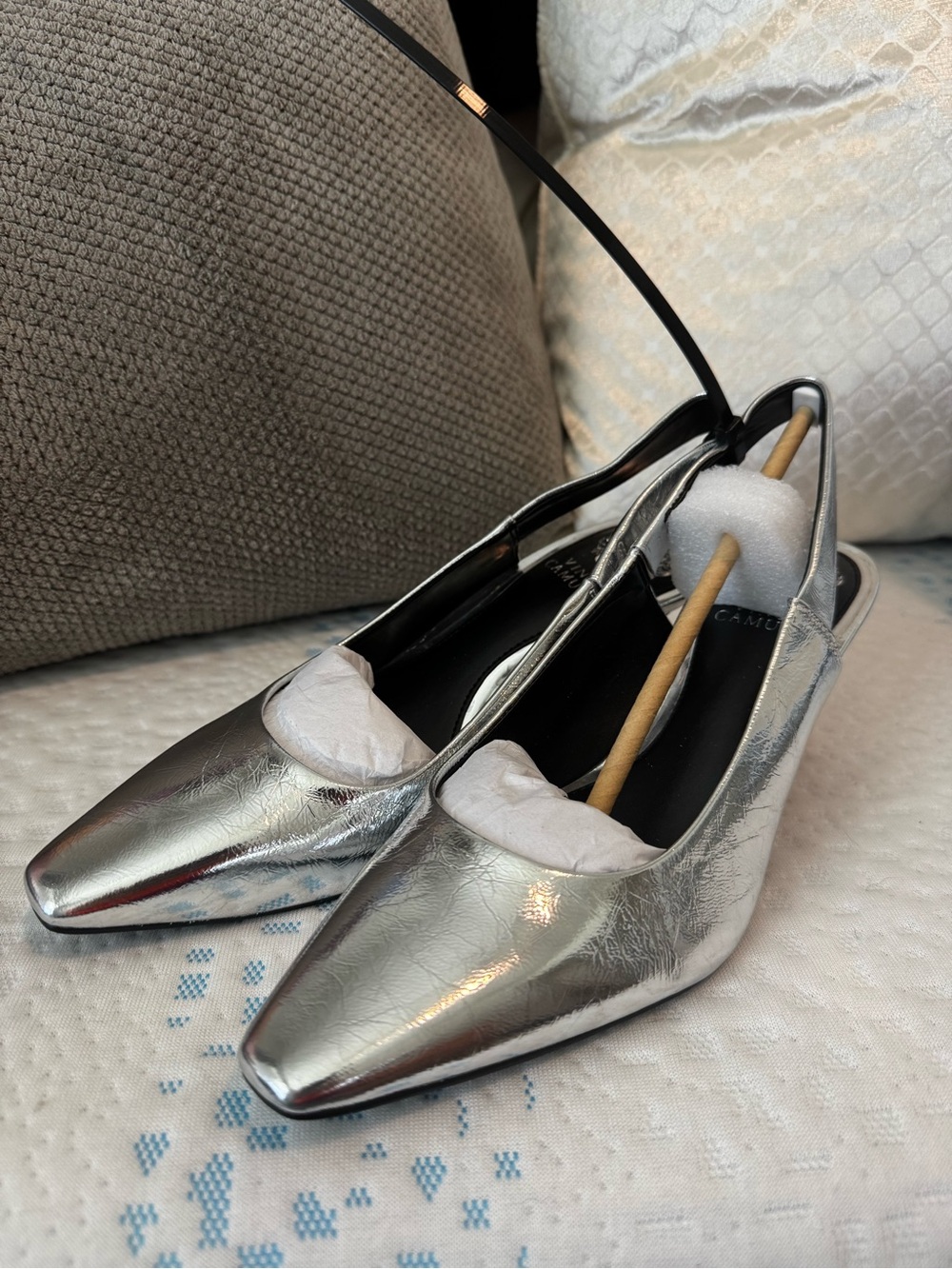 Vince Camuto Silver Slingback Snip Toe Pumps - Women